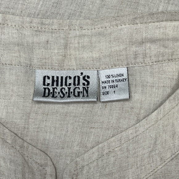 Vtg Chicos Linen Top Mandarin Collar Buttons Lagenlook Minimalist Classic Sz Med - Picture 8 of 10